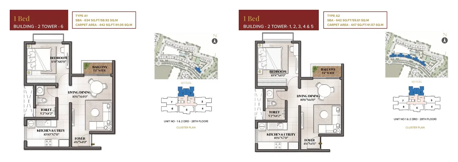 Prestige Eden Park 1 BHK Floor Plan