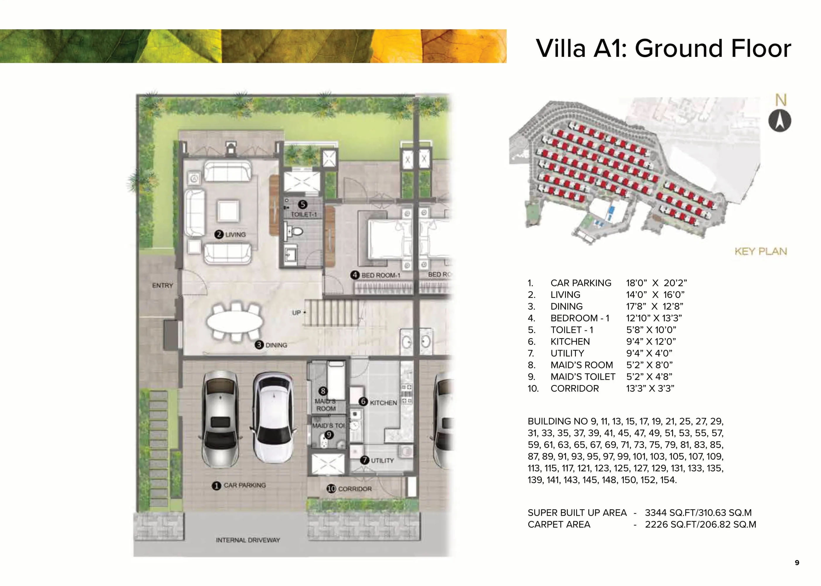 4 BHK Villa A1 Ground Floor Plan