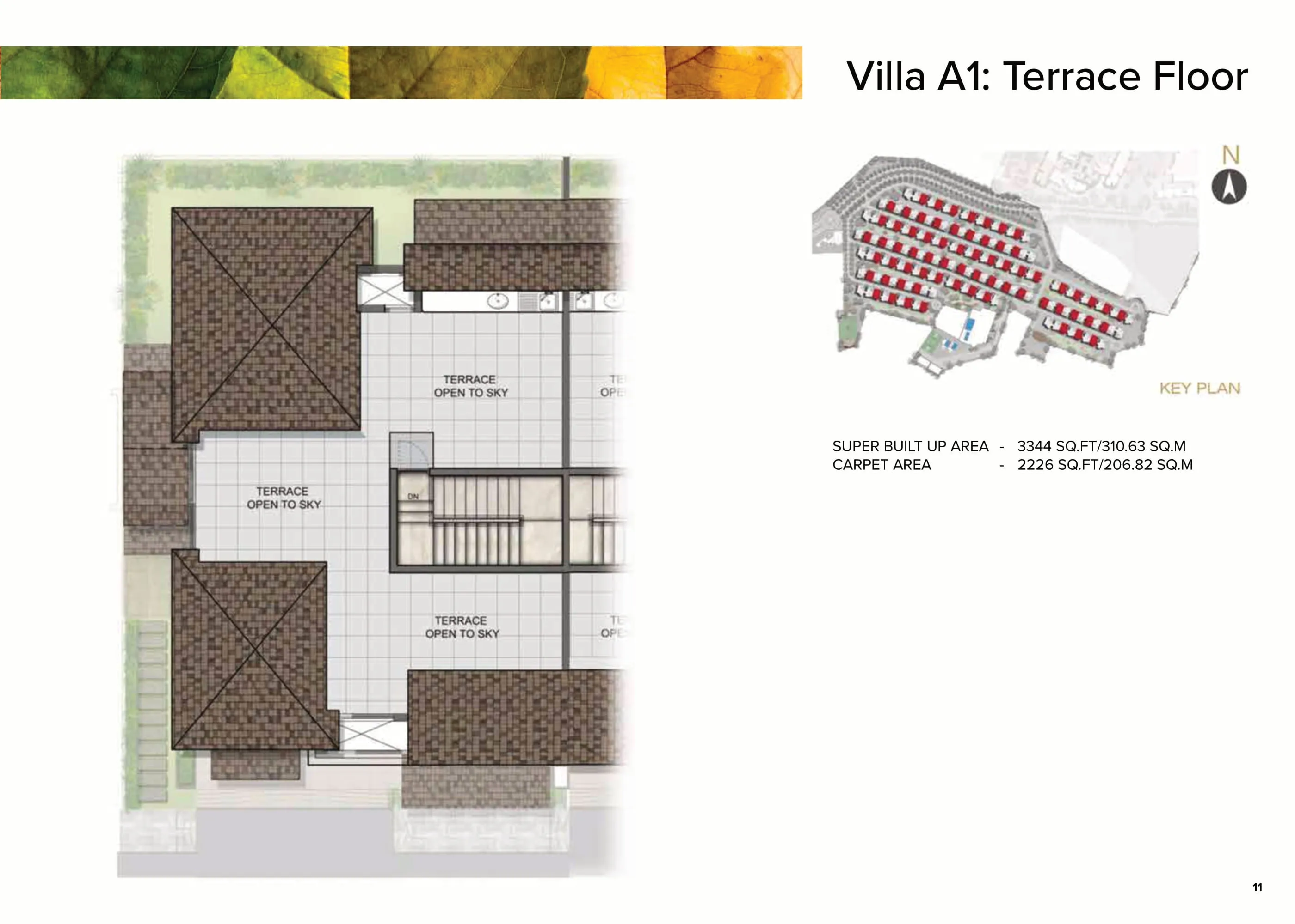 4 BHK Villa A1 Terrace Floor Plan