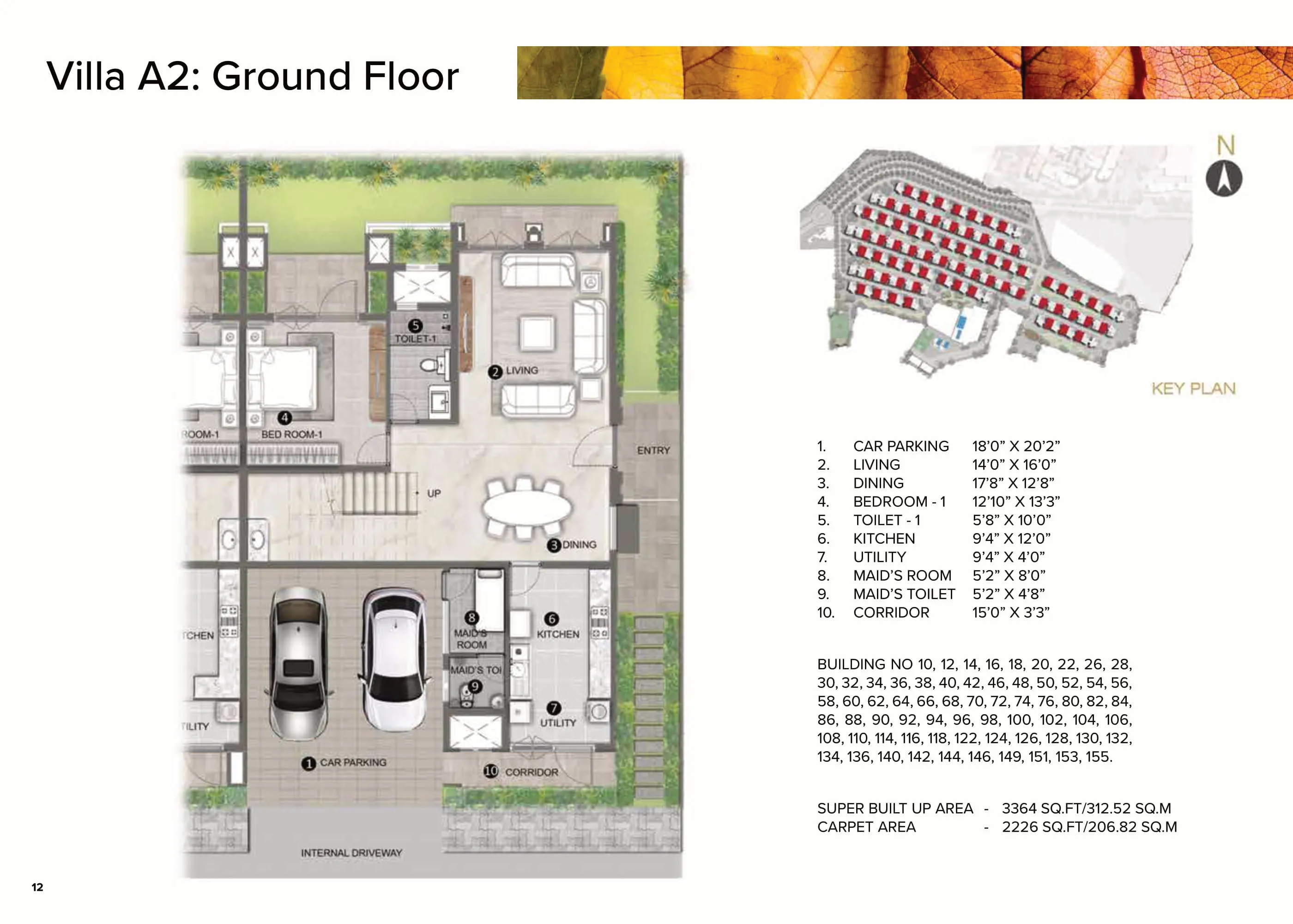 4 BHK Villa A2 Ground Floor Plan