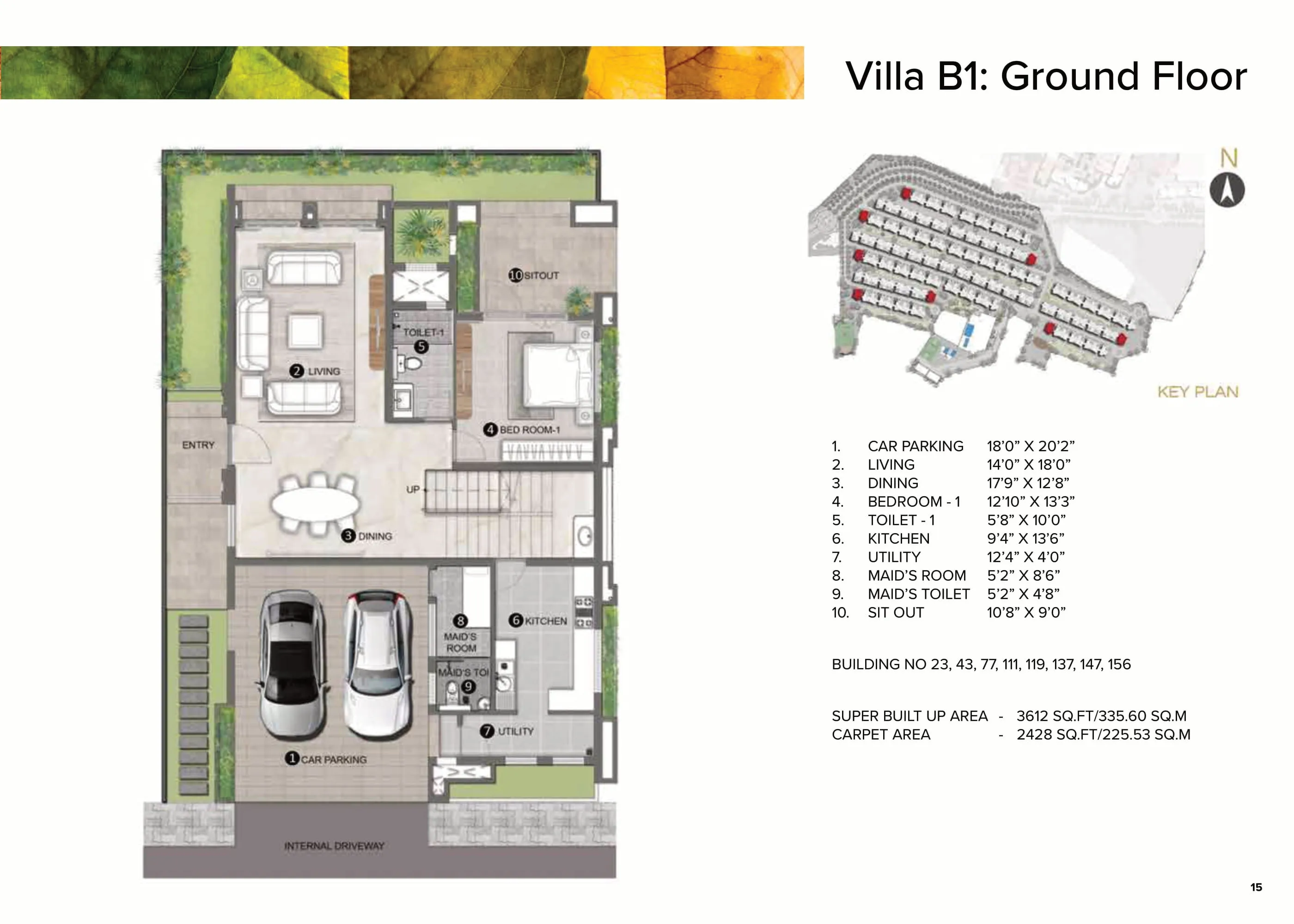 4 BHK Villa B1 Ground Floor Plan