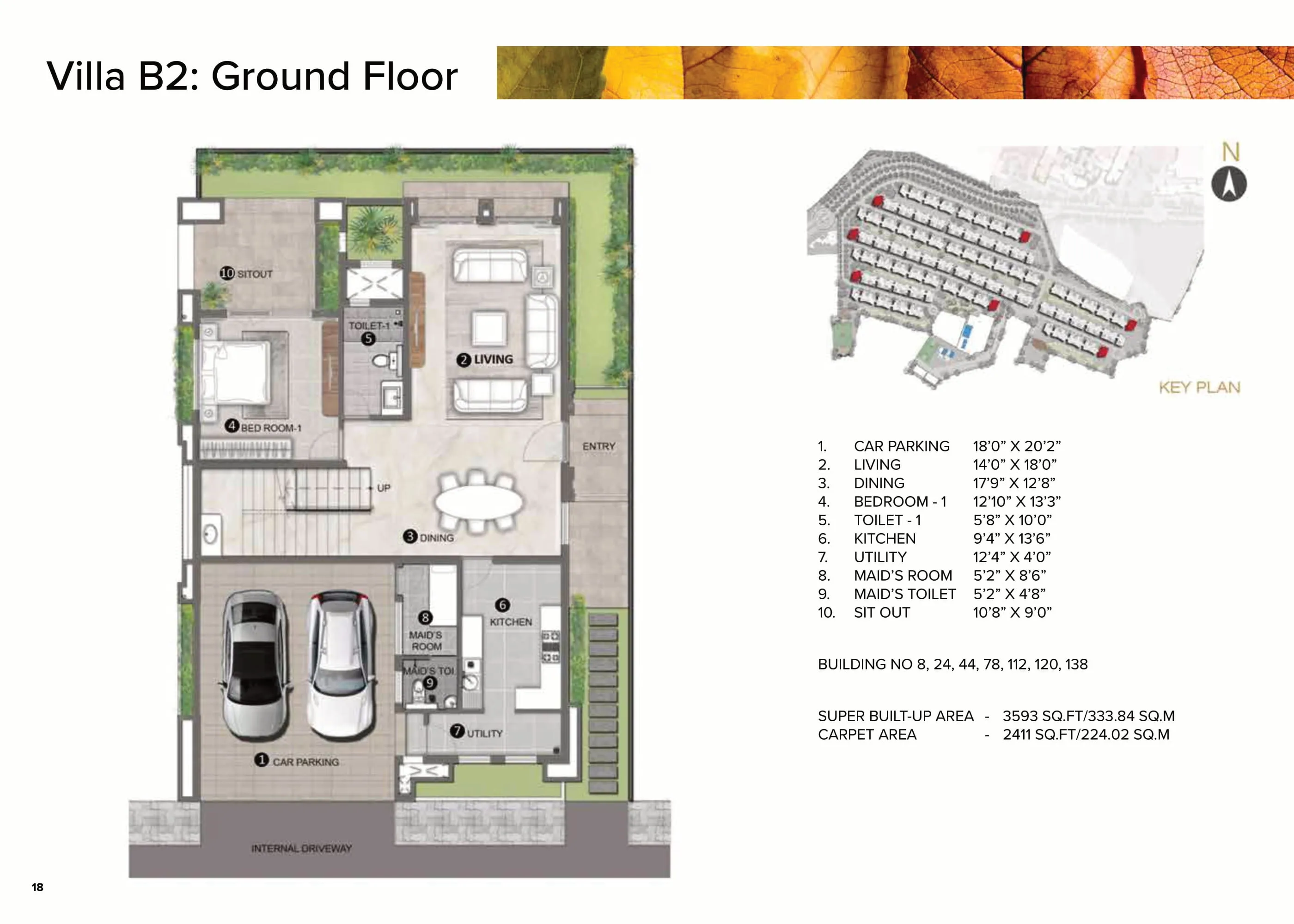 4 BHK Villa B2 Ground Floor Plan