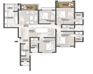 Prestige Golfshire 4 BHK Floor Plan