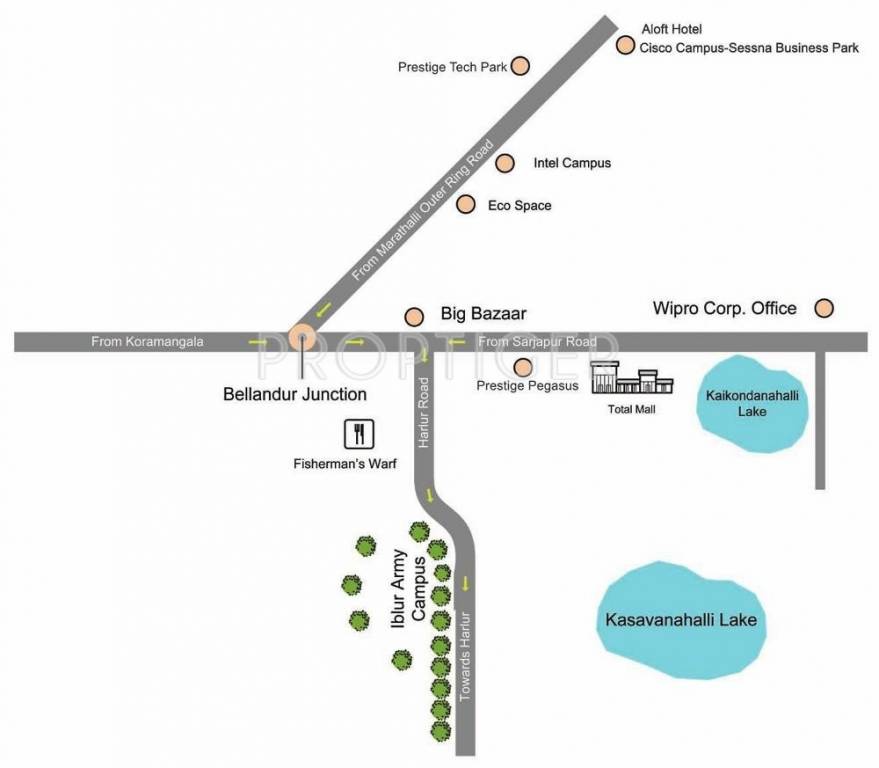 Prestige Ferns Residency Location Map