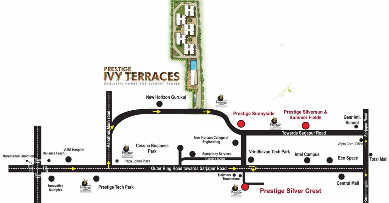 Prestige Ivy Terraces Location Map